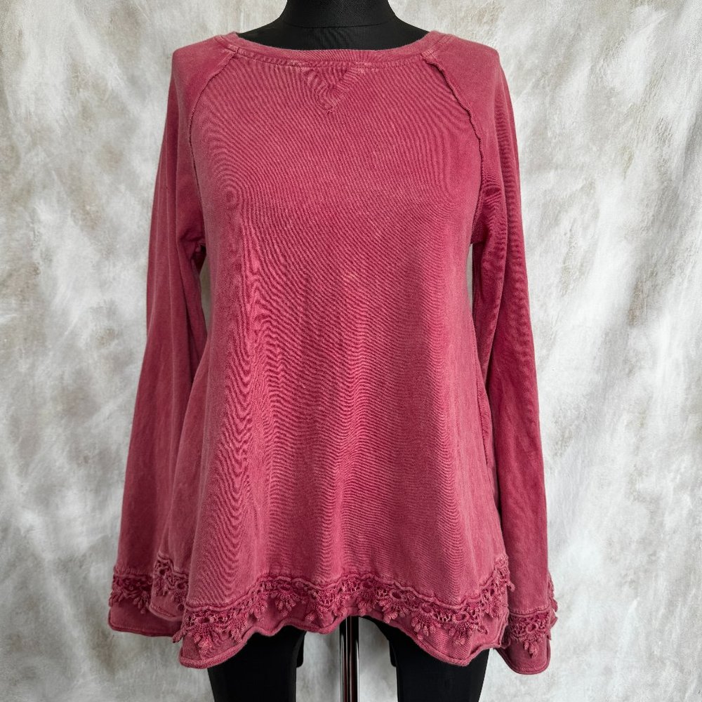 Altar'd State Mineral Wash Pink Long Sleeve Top S